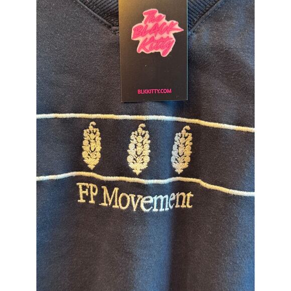 $120 Free People Movement 2 Pc Shorts Sweater Set Navy Blue/White S NWT - Picture 2 of 6